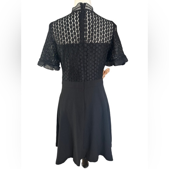 Chelsea 28 lace embroidered ruffle short sleeve little black dress - Picture 6 of 10